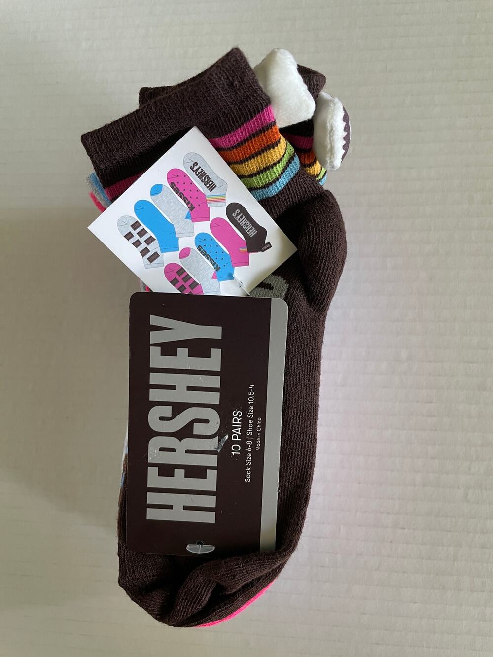 Hershey 10 pairs girls ankle novelty casual socks size 6-8 New
